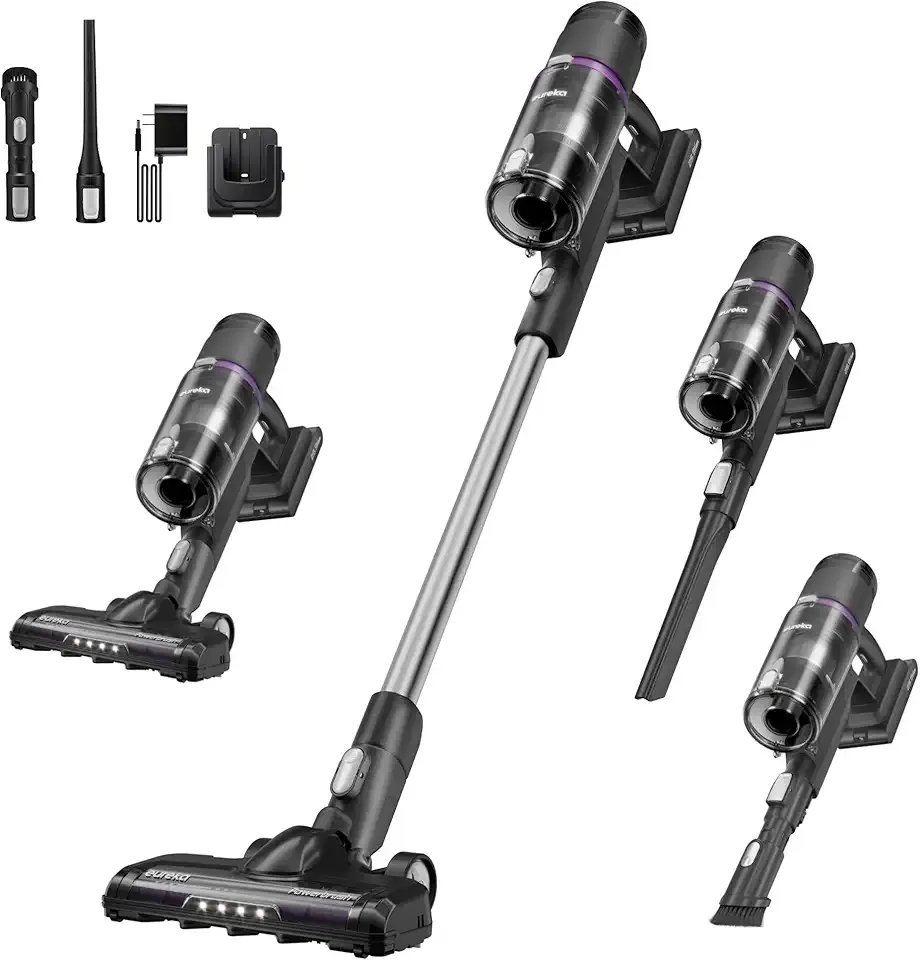 Eureka Cordless Vacuum Cleaner Lightweight, Stick Vacuum Rechargeable for Hardwood, Pet Hair, Black, ReactiClean 410