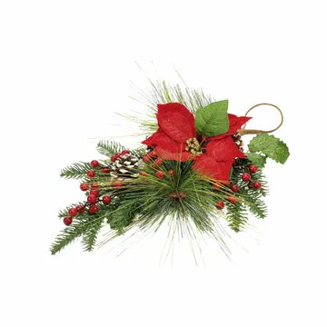 Ramo Natalizio con Stella di Natale e Bacche 52 cm