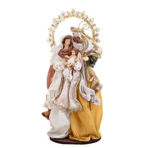 Belén de tela y resina con base redonda, con personajes realistas de 50 cm.