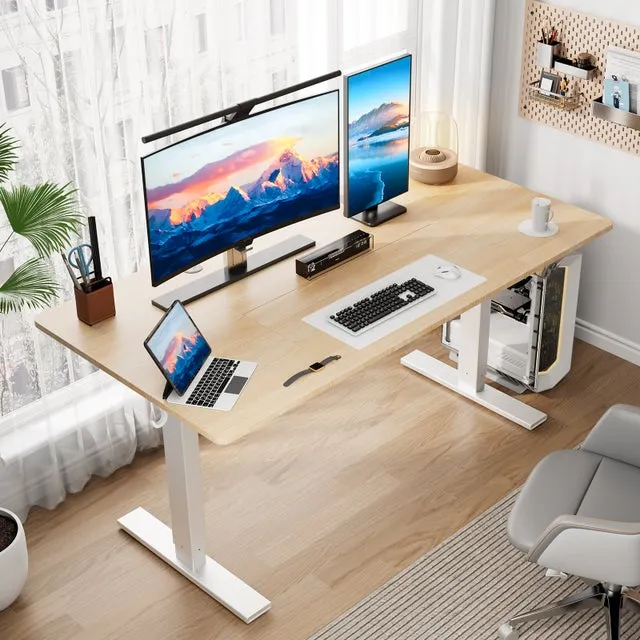 Escritorio Elevable Eléctrico 60x110 cm, Altura 70-117 cm, Función memoria, Rebote en caso de resistencia, Modo ahorro de energía HOMAVO