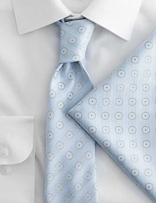 Bügelleichtes Regular Fit Hemd und Krawatte im 4-tlg. Set