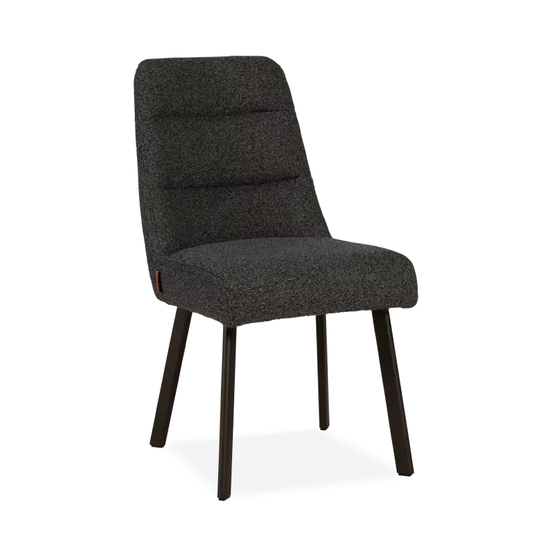 Eetkamerstoel Kendra - stof Rhythm Charcoal - pocketvering - poot zwart