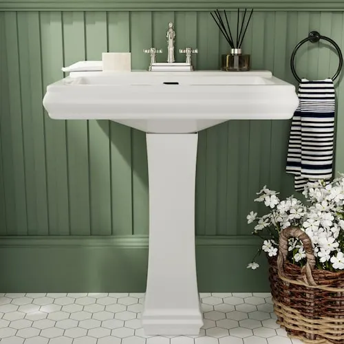 26.4 in. W x 19.7 in. D Rectangular Combo Bath Pedestal Sink in White