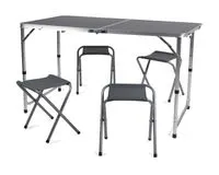 Klappmöbel-Set 5tlg. faltbare Campingtisch mit 4 Hockern