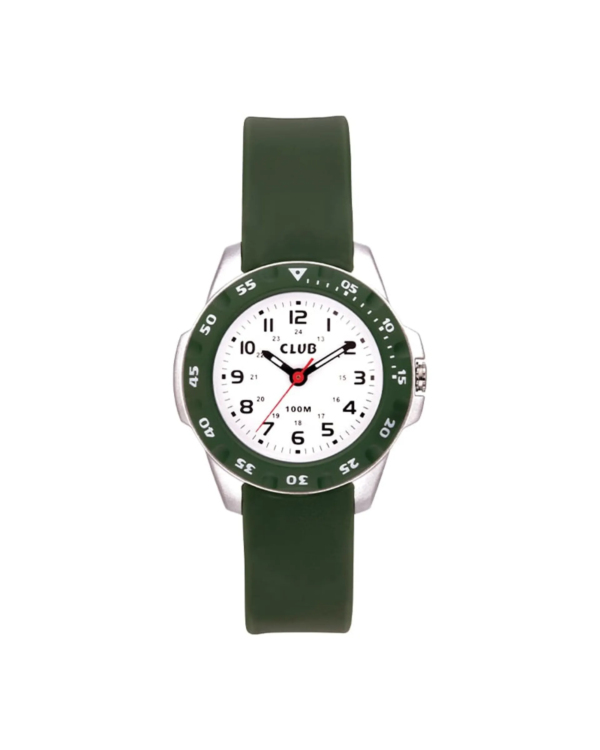 Sport barneklokke med grønn silikon rem (35mm)