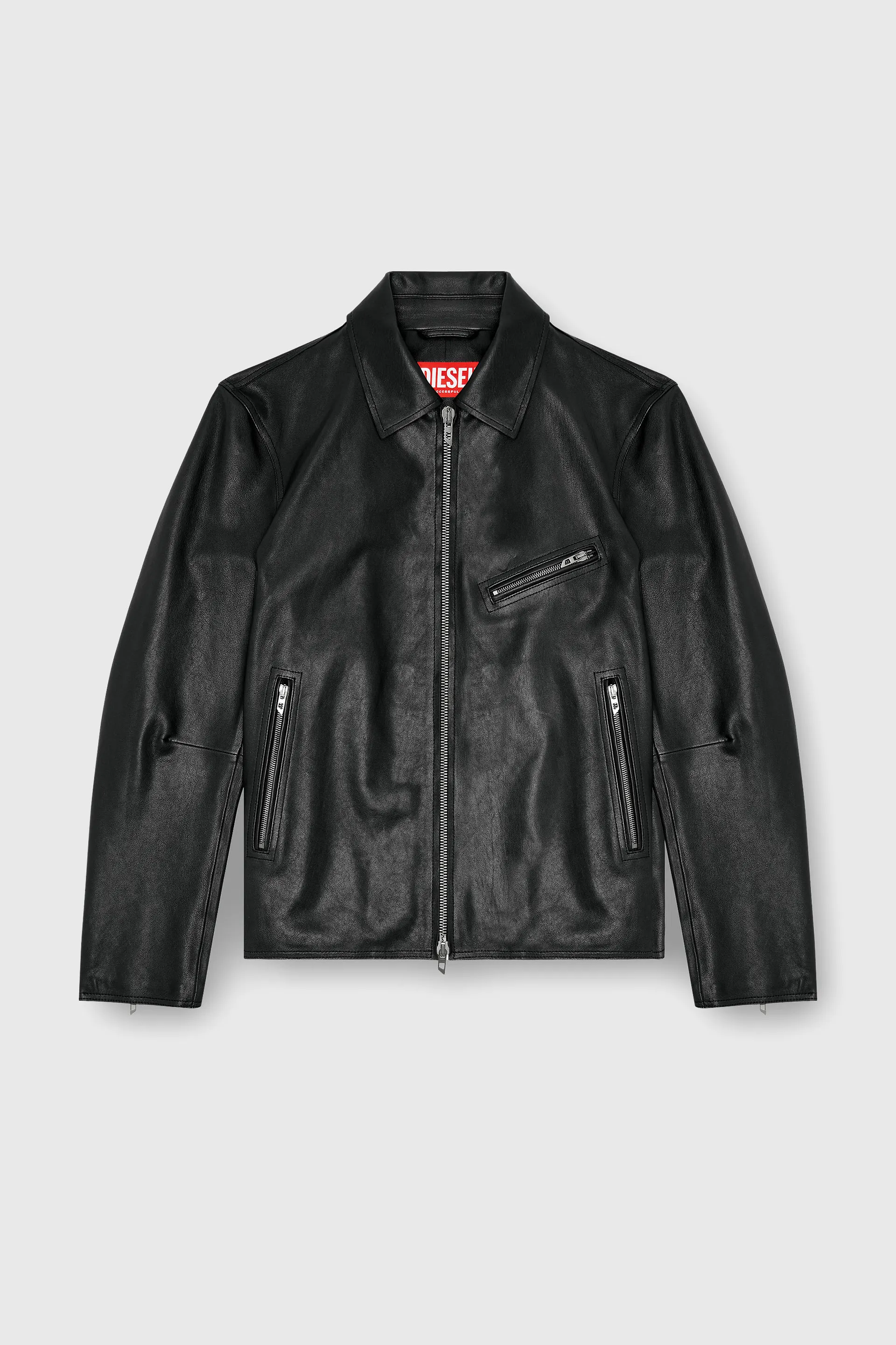 Leather jacket with embossed Oval D
