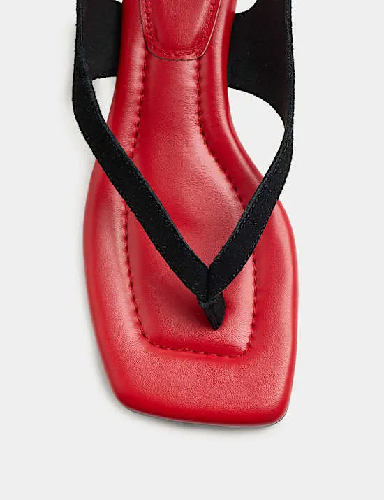 Suede Tie Ankle Strap Kitten Heel Sandals