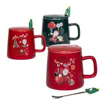 Tazza Natalizia in porcellana con Tappo e cucchiaino 38 cl