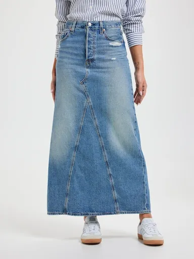 Levi's Iconic Long Skirt In Verified Vintage Blue