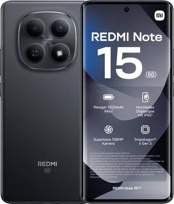 Xiaomi Redmi Note 15 5G Smartphone 8GB/256GB 6,77" 5520mAh Schwarz