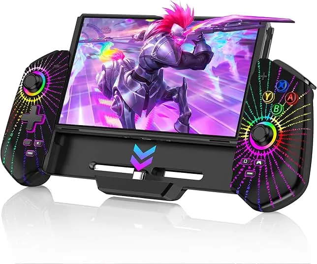 KICKDOT Switch Controller with Hall Joystick for Nintendo Switch/OLED, One-Piece Wired Switch Pro Control with Turbo/4 Game Slot/Vibration, Handheld Joypad Controller for Nintendo Switch Controller