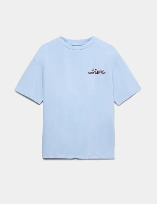 T-Shirt aus reiner Baumwolle mit Schriftzug „Golf Tour“ (6–16 Jahre)