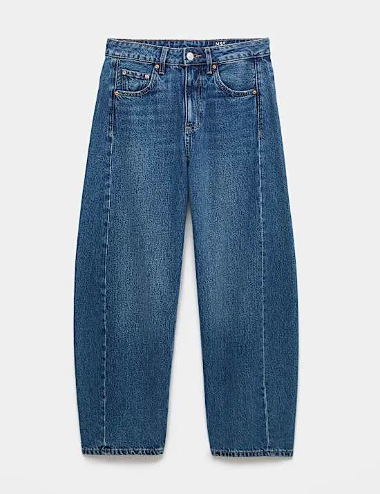 Mid Rise Barrel Jeans