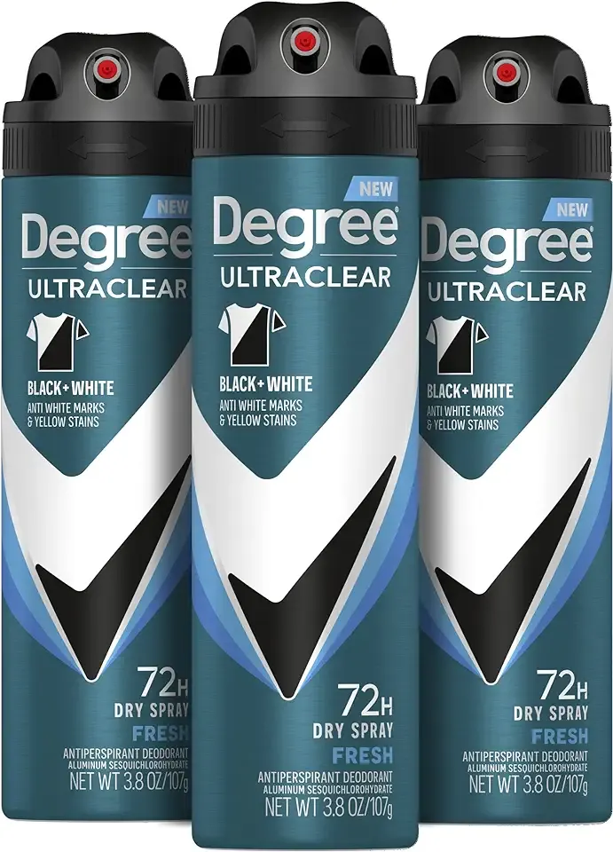 Degree Men Antiperspirant Spray Black + White 3 Count Protects from Deodorant Stains Instantly Dry Spray Deodorant 3.8 oz