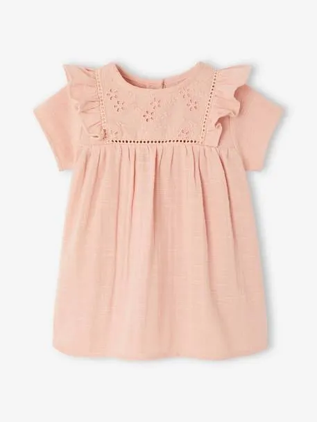 Robe en gaze de coton naissance - rose