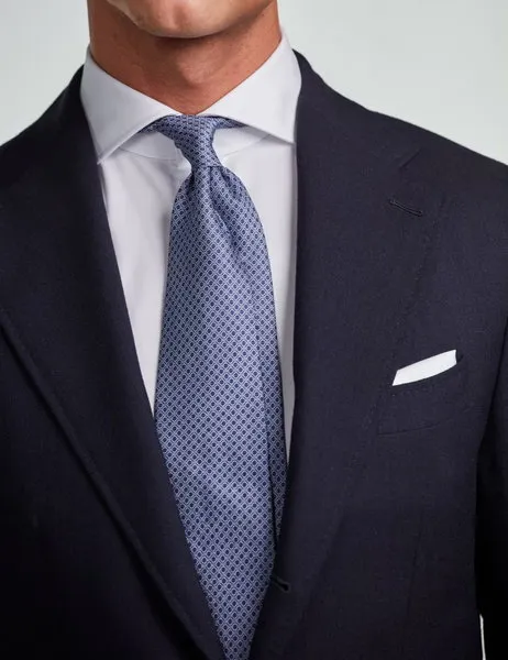 Tie Silk Navy Pattern