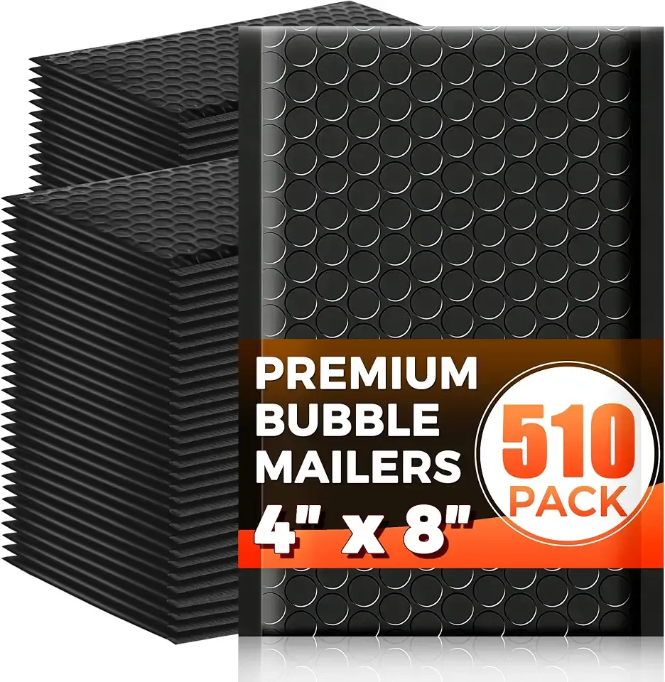 510-Pack Bubble Mailer 4'' x 8'' - Self-Sealing Waterproof Small Mailing Envelopes Padded Lightweight Shipping Bags for Accessories, Small Parts, Jewelry, Trading Cards, Compact Items 4x7 Usable Space