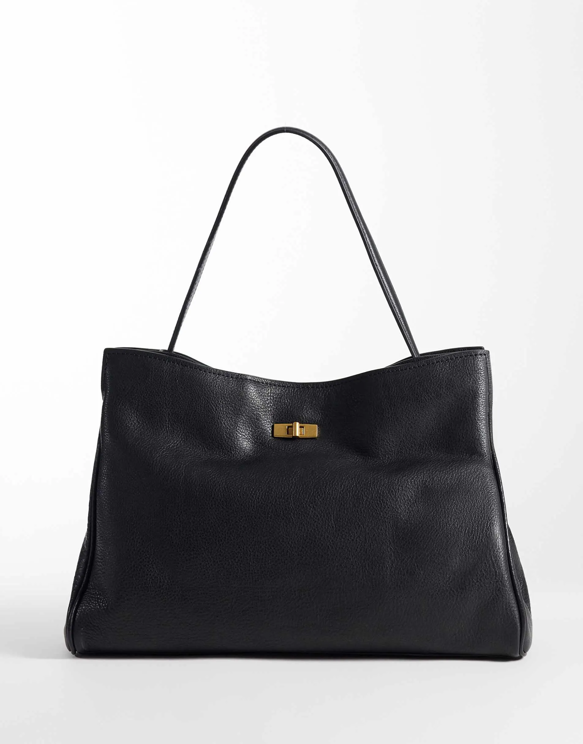 Mango 100% leather shoulder bag in black