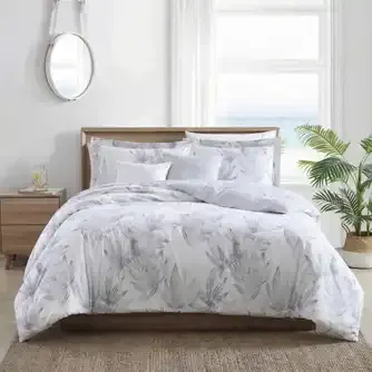 Tommy Bahama Kayo Quilted Duvet Cover Set Grey Queen