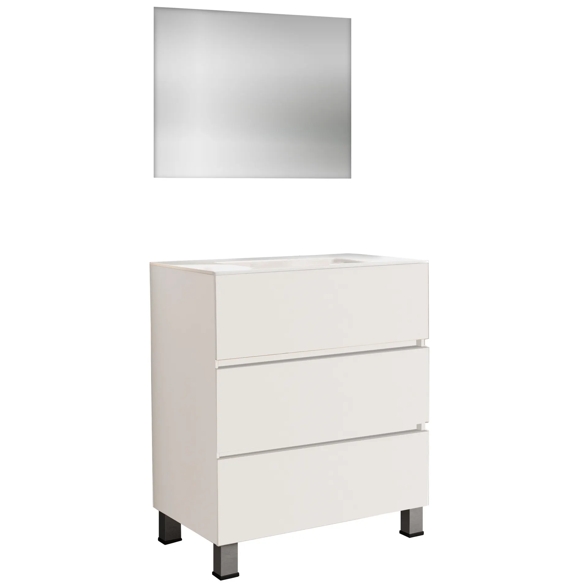 Mueble de baño con lavabo y espejo Comoro blanco 70 cm