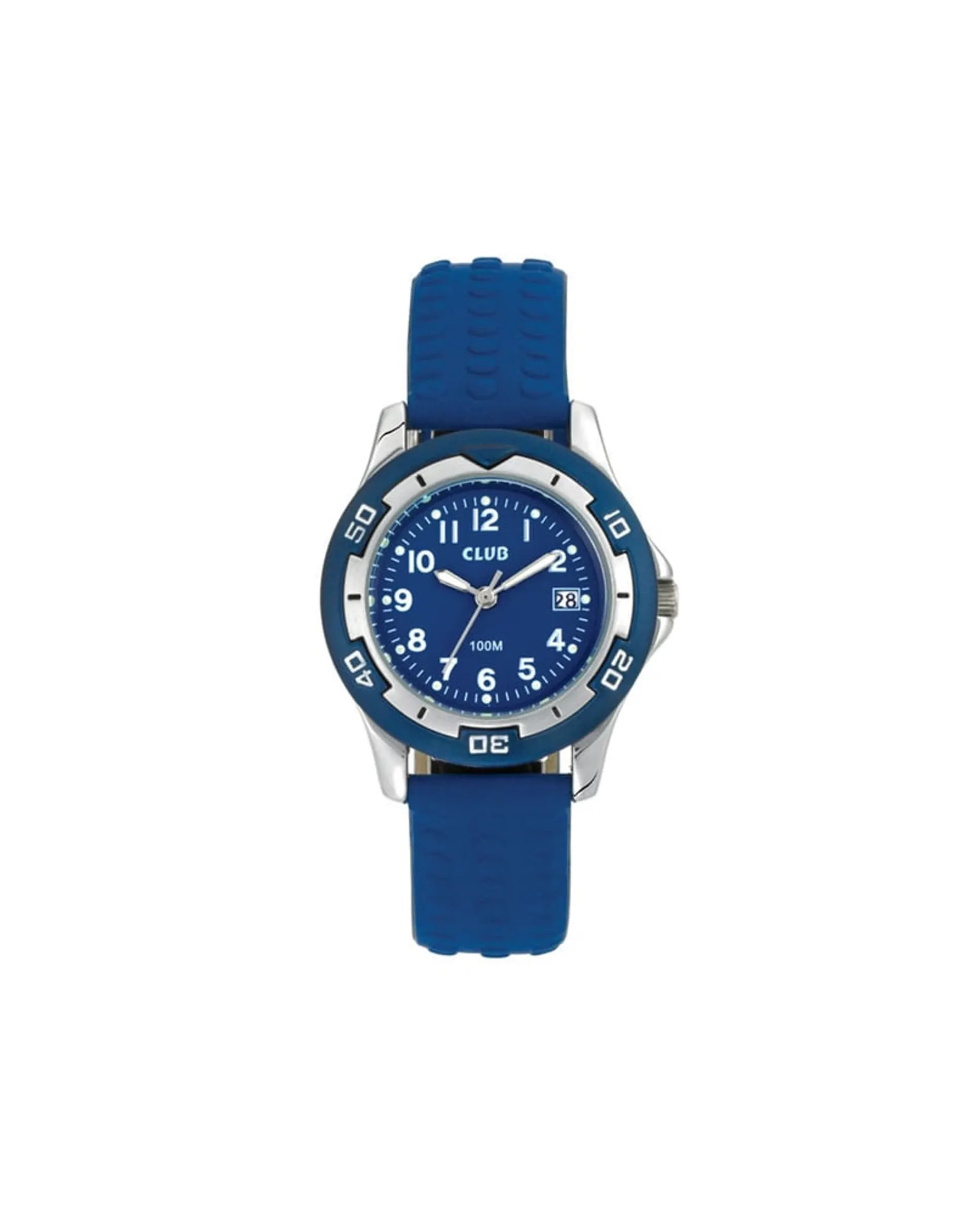 barneklokke med blå silikonrem (29mm)