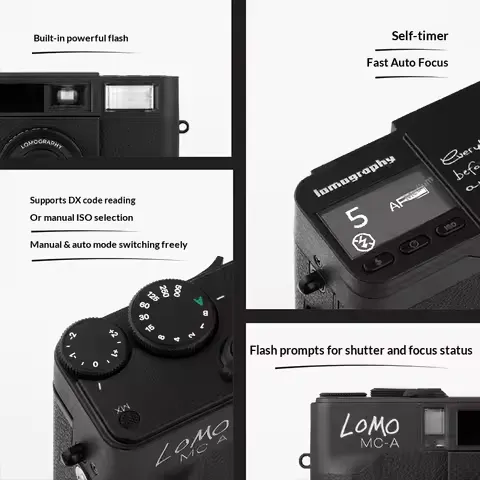 Lomo MC-A 135 Fully Automatic Point-and-Shoot Film Camera Metal body Fast autofocus Built-in powerful flash