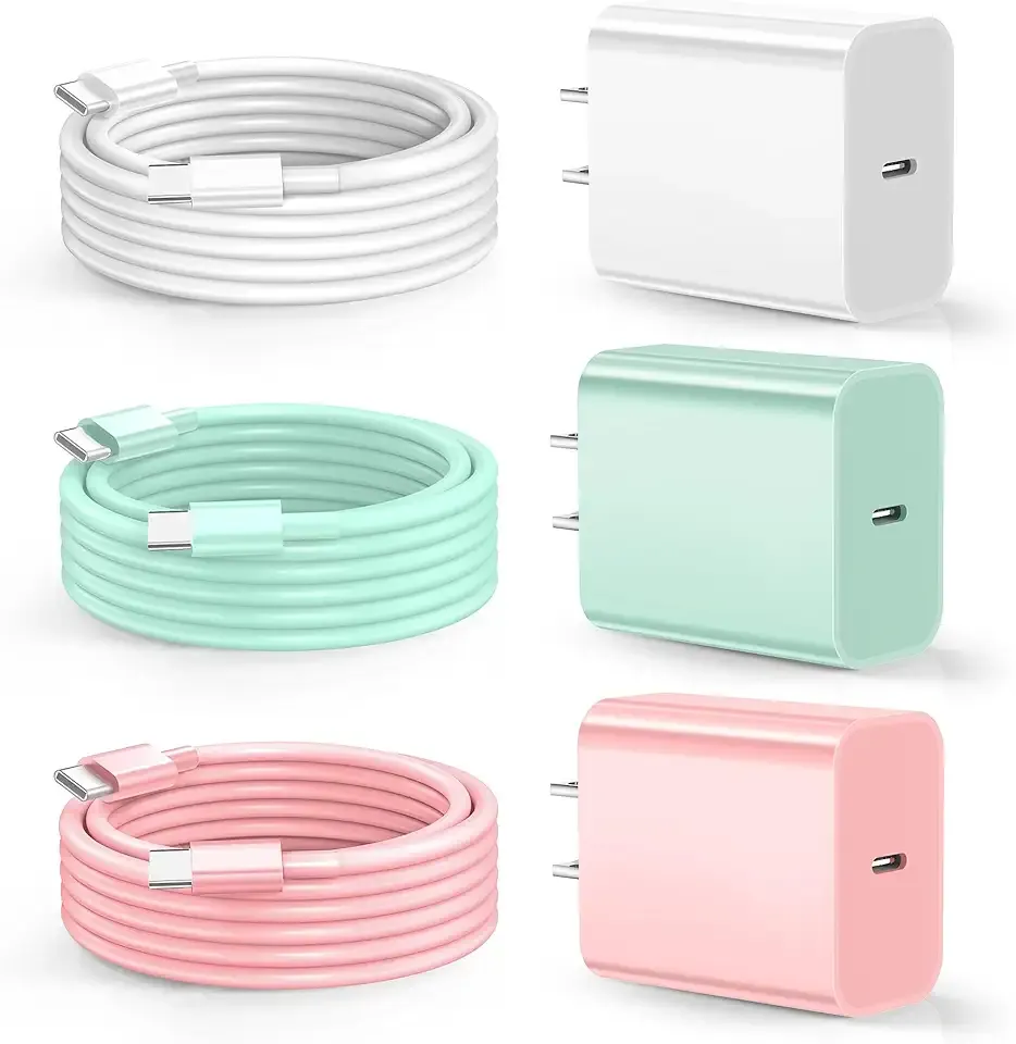Dayaoncy Compatible with iPhone 17/16/15 Charger Fast Charging, 20W USB C Wall Charger with 3Pack 10FT USB C to C Cable, Type C to Type C Fast Charger Compatible with Phone/Android/Phone/Samsumg/Pad