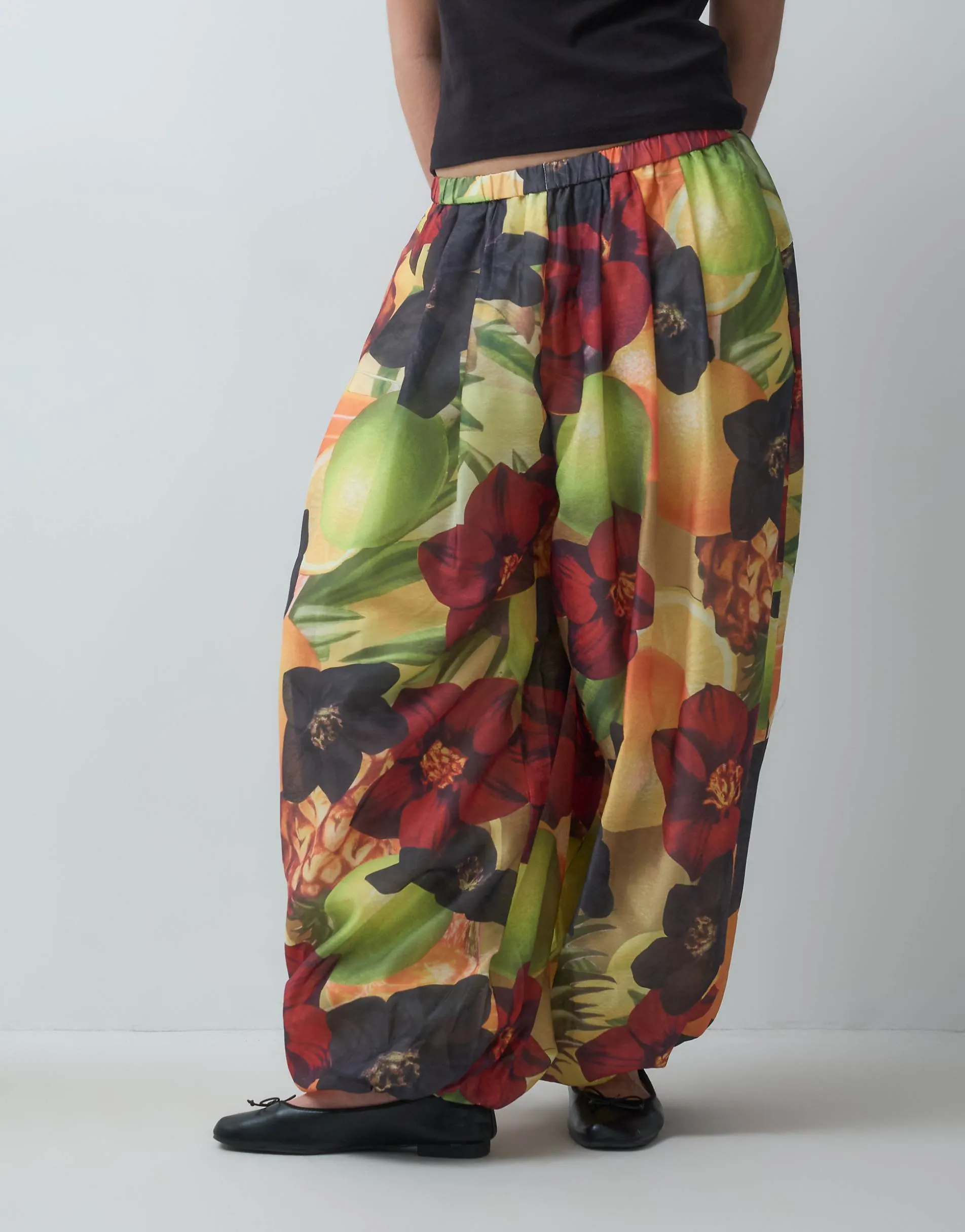 ASOS DESIGN oversized balloon trousers in tropical print