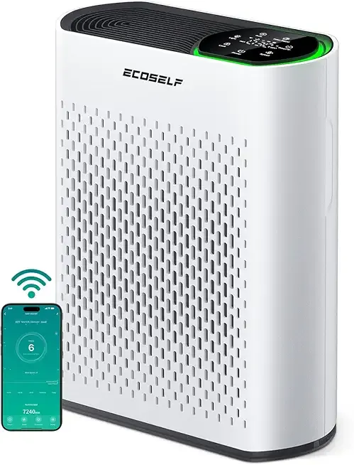 Powerful Air Purifier Up to 2400 Ft² Air Purifiers for Home with Smart WiFi Air Quality Monitor Sleep Mode, ECOSELF HEPA Air Purifier for Bedroom Large Room Office Living Room HAP602WF