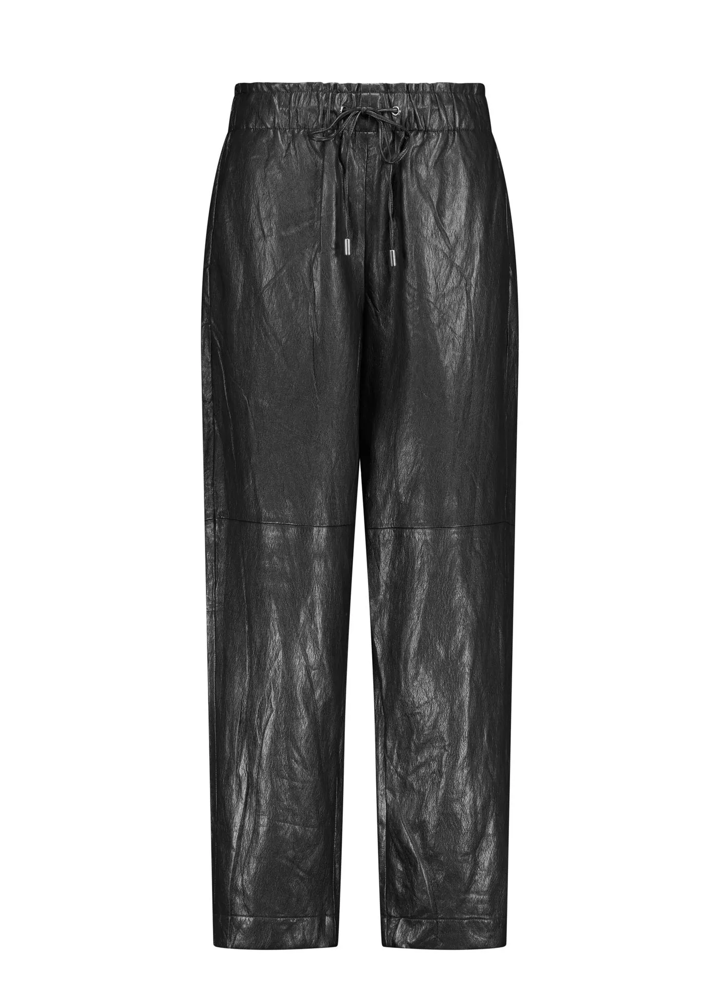 Relaxed fit broek | Zwart | Imitatieleer