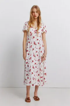 Vestido midi bordado suizo