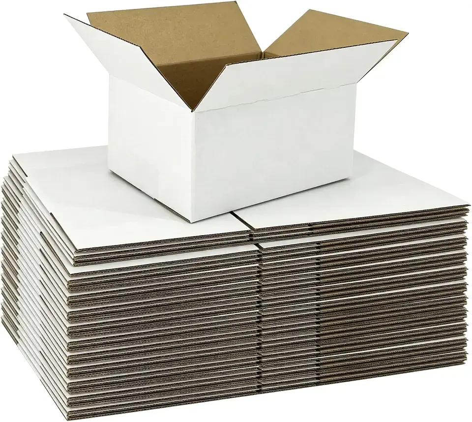 40 Pack 8x6x4 Inches Small Shipping Boxes, White Corrugated Cardboard Boxes for Packaging Small Business, Mailing Boxes, Small Moving Boxes