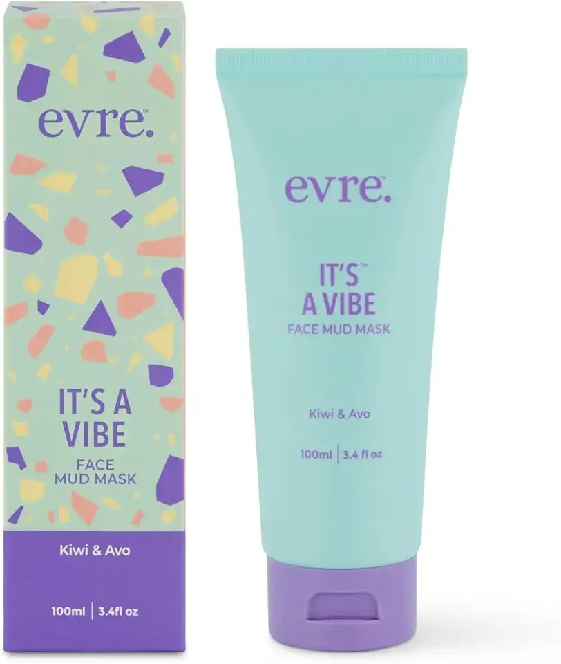 Evre It’s a Vibe Kiwi & Avo Teen Face Clay Mud Mask, Clarifies, Nourishes & Rejuvenates, Natural, Cruelty-Free & Palm-Free, Great for Sensitive Skin, 3.4 Fl Oz