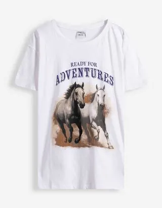 T-shirt - Stampa glitterata - bianco
