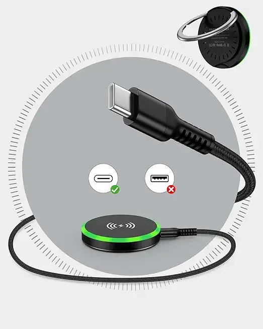 Samsung MagSafe Wireless Charger 15W Fast Charging Pad for Samsung Galaxy S25 Ultra S24 Magnetic Charger Finger Holder Stand for iPhone 17 17Pro 17 Air 16e 16 Pro Max 15 Android Apple Pixel 10 Pro