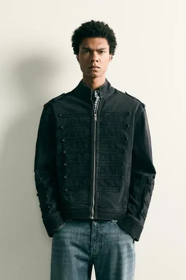 CROPPED FIT JACKET WITH SHOULDER TABS