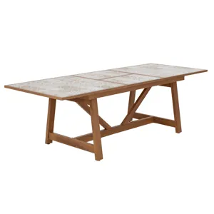 Tavolo da giardino allungabile Gaia NATERIAL in alluminio marrone con piano in ceramica per 6 persone 191.5/257x96cm