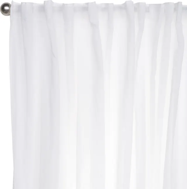 Visillo cinta fruncida, trabillas Taylor poliéster lino liso blanco INSPIRE de 300x270cm. Incluye cinta termoadhesiva