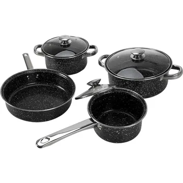 Batteria di Pentole Black Antiaderenti Marmorizzate 7 Pezzi