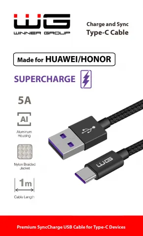 Datový kabel Type-C 5A Super Charge černá