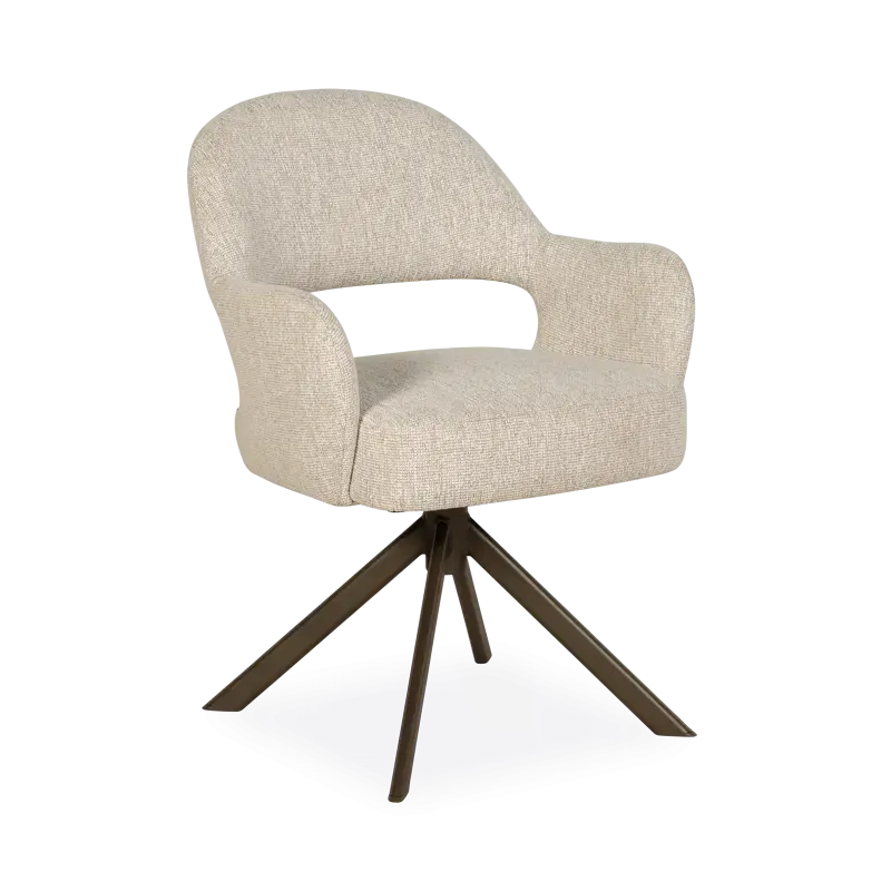 Armstoel Ziva - draaibaar - stof Lodge Linen - poot D anodic bruin
