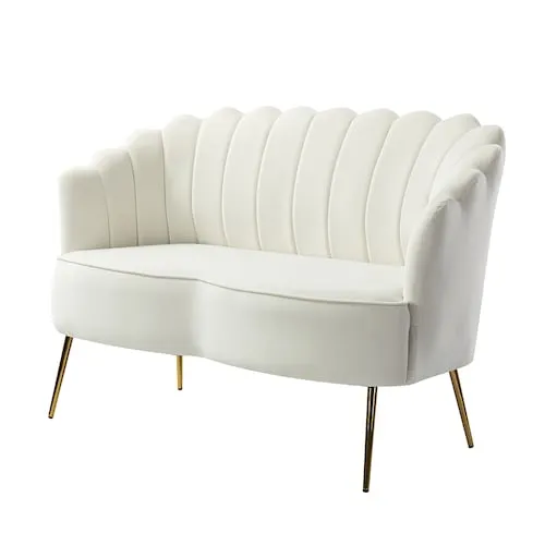 Yeran 50.2 in. Ivory 2-Seats Loveseat with Flower Shaped Back Design