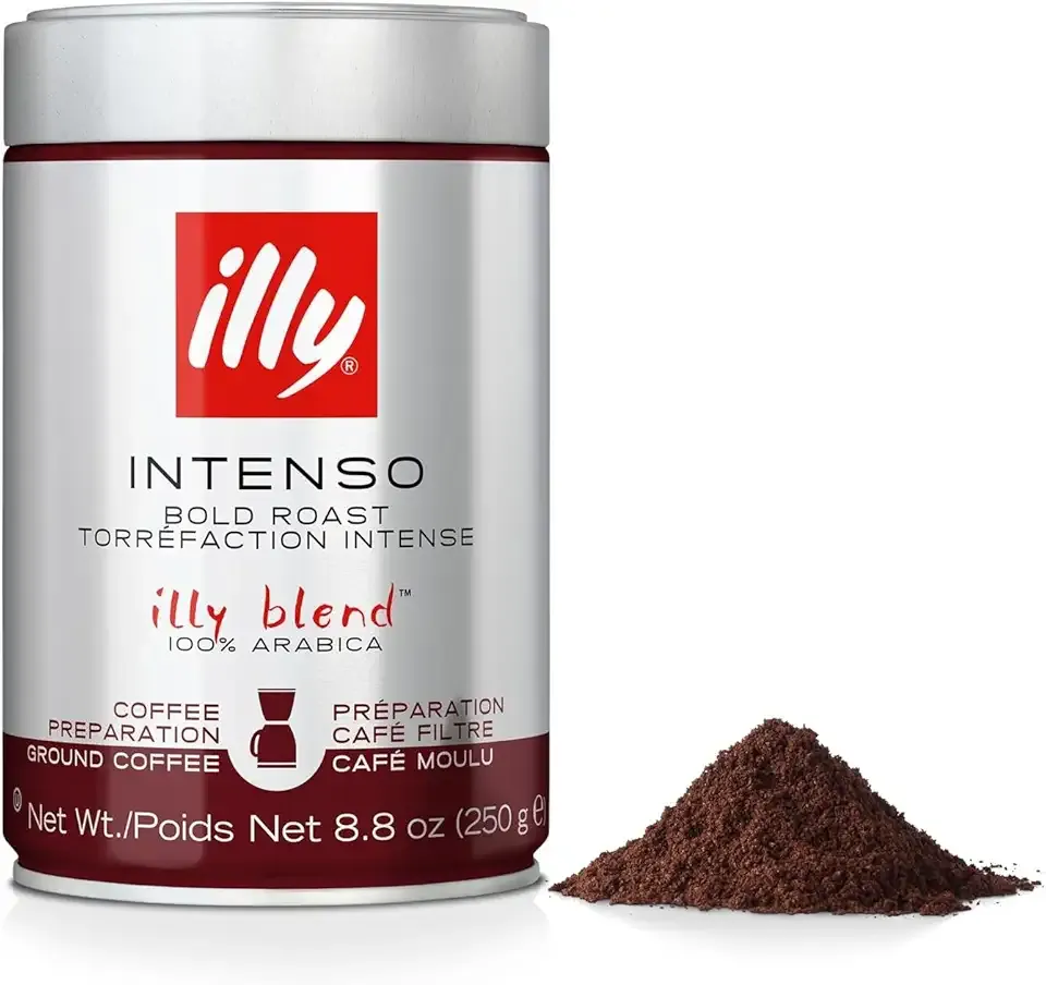 Illy Intenso Ground Drip Coffee, Bold Roast, Intense, Robust And Full Flavored With Notes Of Deep Cocoa, 100% Arabica Coffee, No Preservatives, 8.8oz (Pack Of 1)