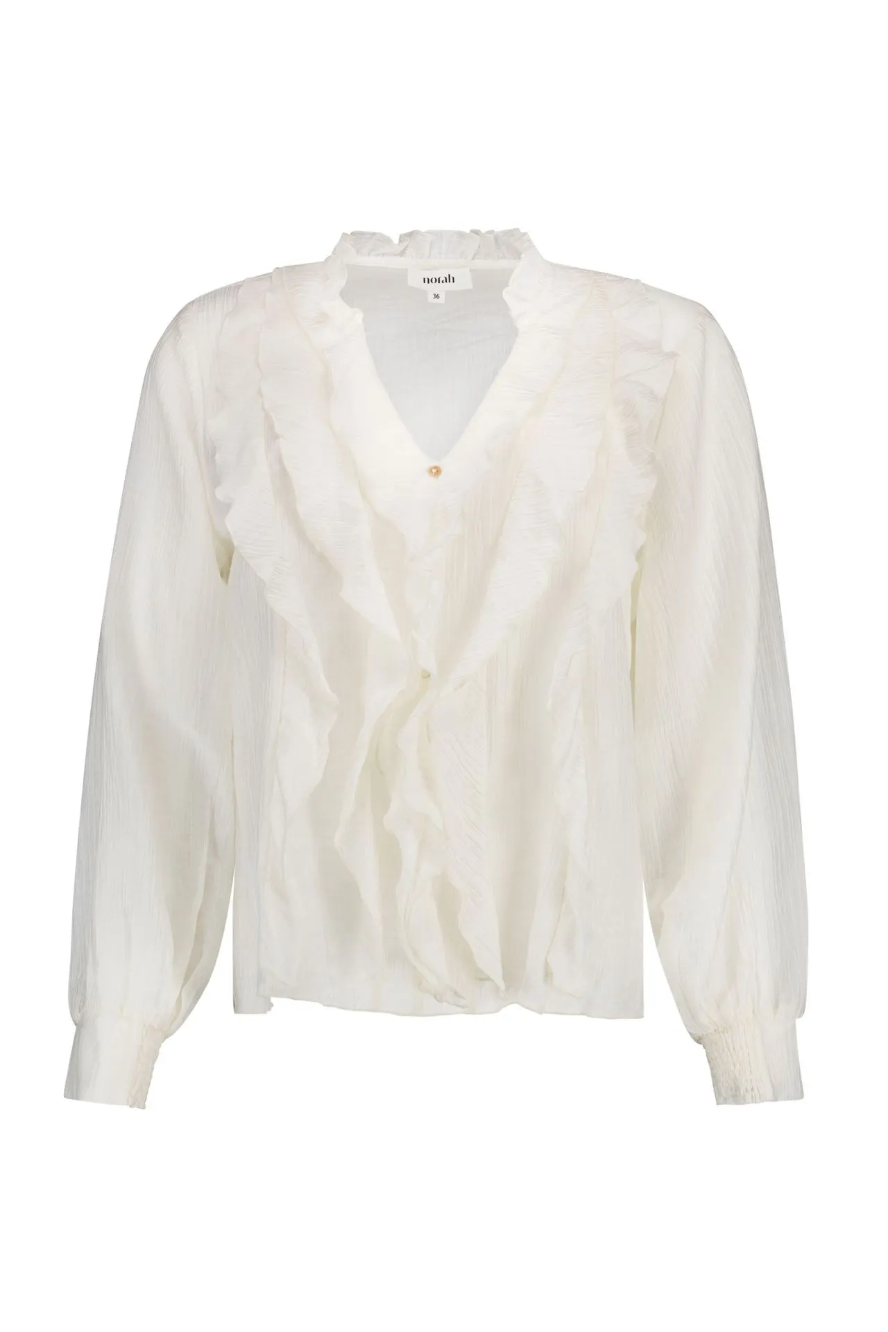 Off-white blouse met ruffles