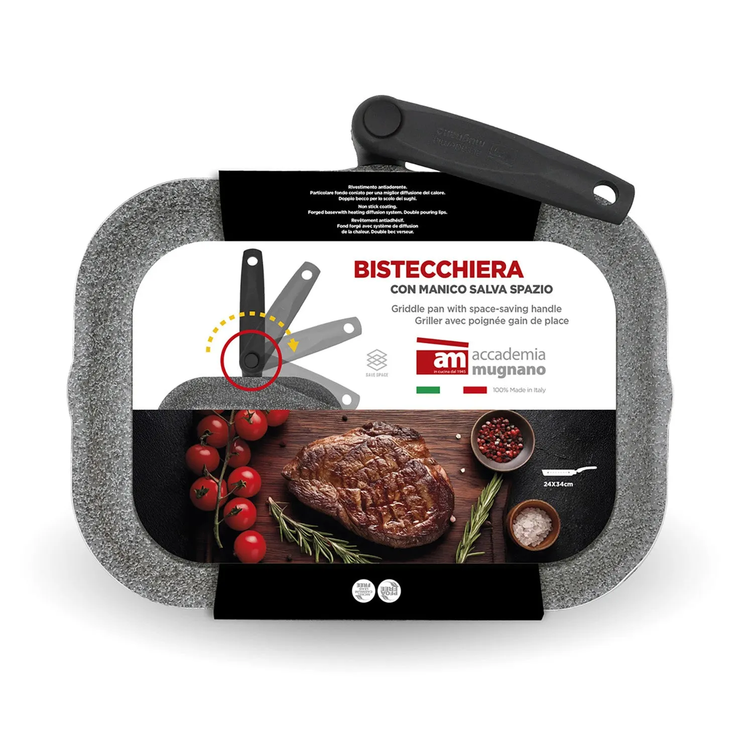 Bistecchiera con Manico Salvaspazio 24x34 cm