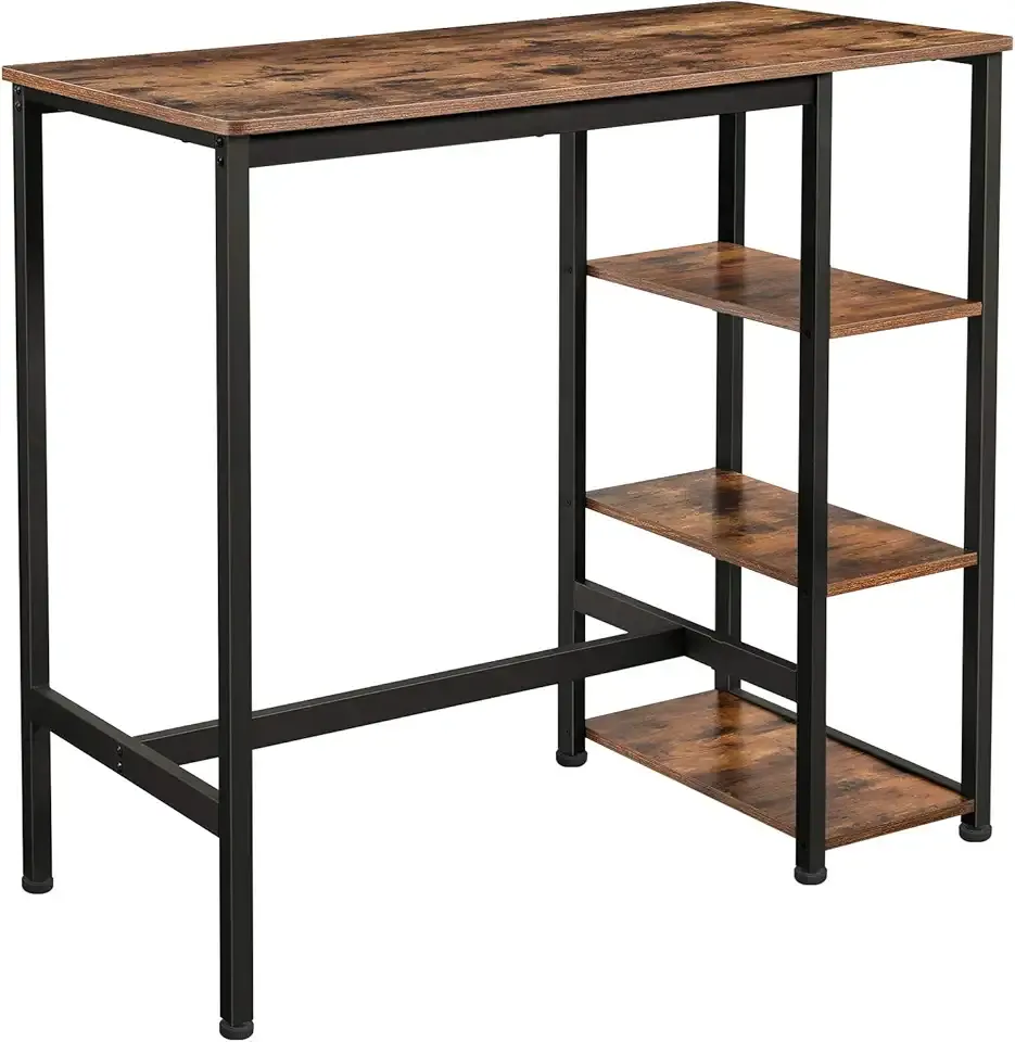 Bar Table with Sturdy Metal Frame, Easy Assembly, Industrial Design, 23.6 x 42.9 x 39.4 inches, Rustic Brown