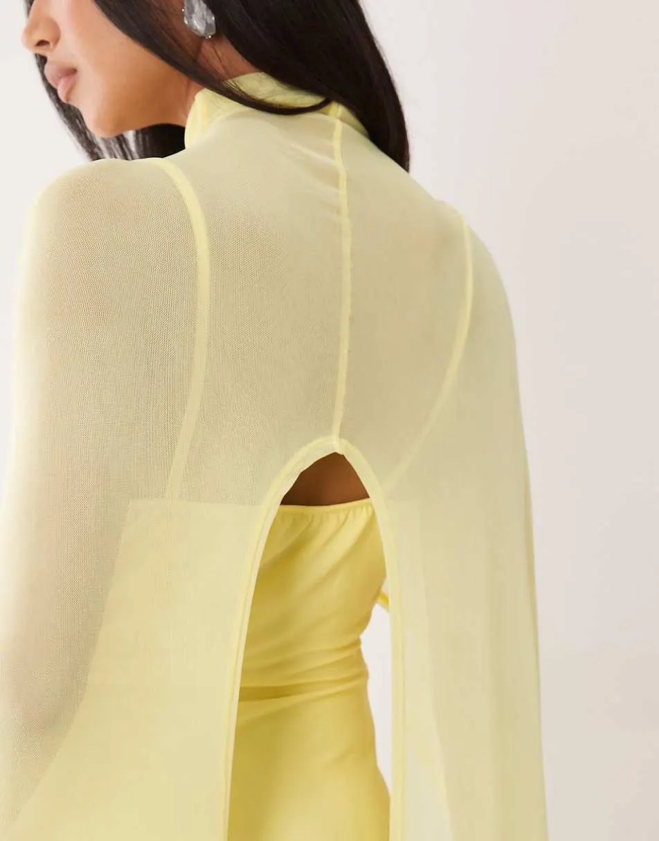 ASOS DESIGN exaggerated cape maxi dress in lemon