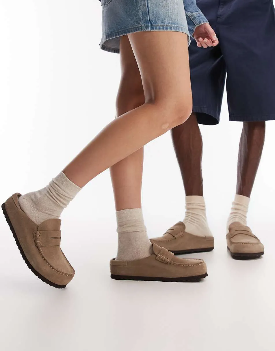 Birkenstock Unisex Naples wrapped loafer in taupe suede