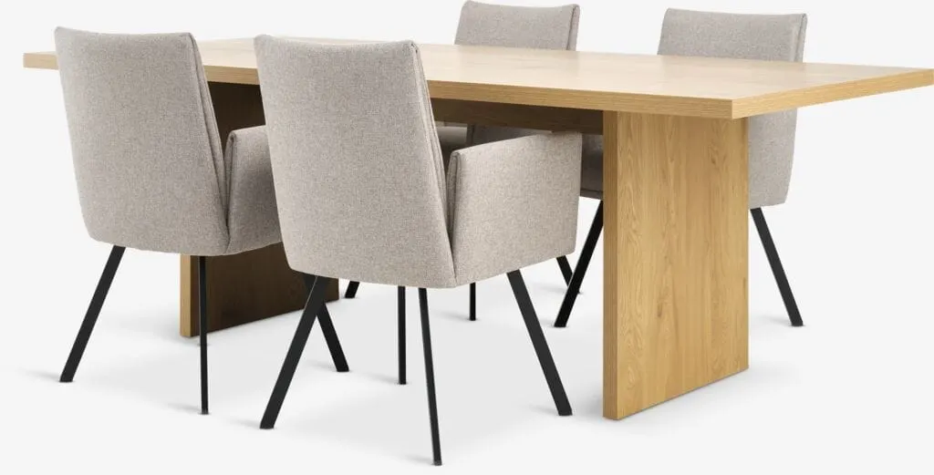 MUNKEBY Tavolo L220 cm rovere caldo + 4 GJESING beige/nero