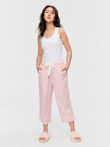 Light Pink Stripe 100% Textured Viscose 3/4 Pj Pant